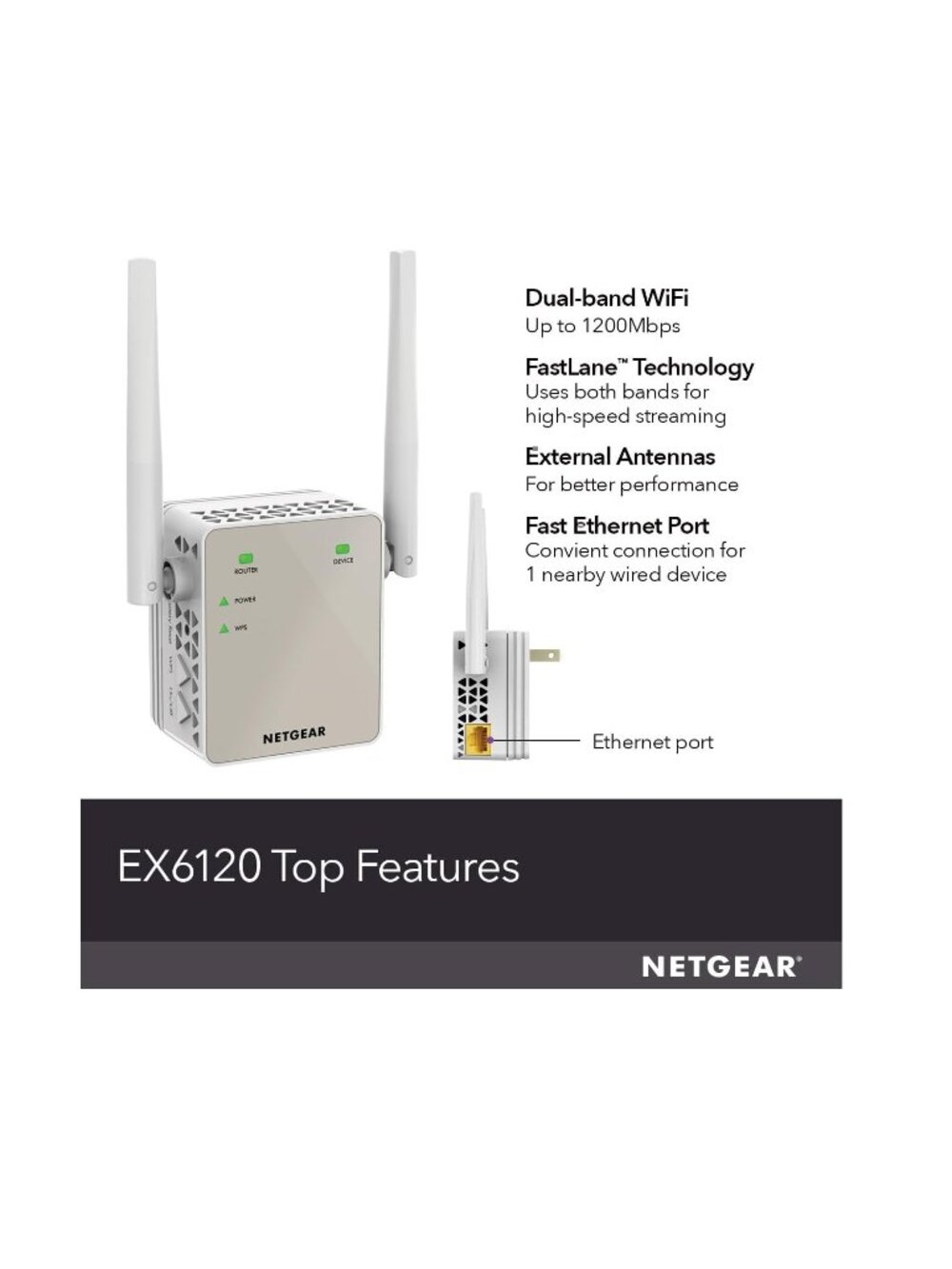 NETGEAR WiFi Range Extender (EX6120) - NWT (Sealed Box) - Picture 2 of 6